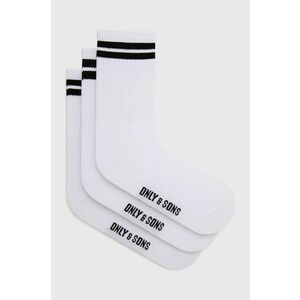 Ponožky Only & Sons (3-pak) pánske, biela farba vyobraziť