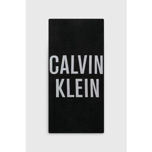 Bavlnený uterák Calvin Klein čierna farba vyobraziť