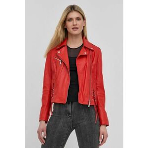Kožená bunda MAX&Co. dámska, červená farba, prechodná, vyobraziť