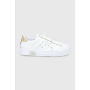Kožená obuv Armani Exchange biela farba, vyobraziť