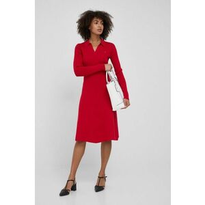 Šaty Tommy Hilfiger červená farba, mini, áčkový strih vyobraziť