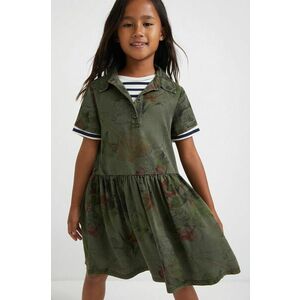 Dievčenské šaty Desigual zelená farba, mini, áčkový strih vyobraziť