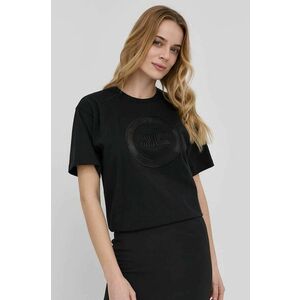 Bavlnené tričko Elisabetta Franchi čierna farba, vyobraziť