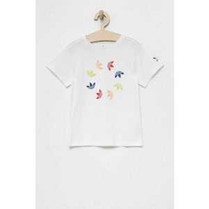 Detské bavlnené tričko adidas Originals biela farba, s potlačou vyobraziť