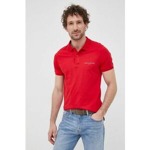 Bavlnené polo tričko Tommy Hilfiger červená farba, s potlačou vyobraziť