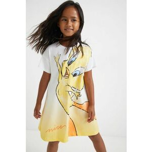 Dievčenské bavlnené šaty Desigual žltá farba, mini, oversize vyobraziť
