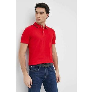 Bavlnené polo tričko Geox červená farba, jednofarebné vyobraziť