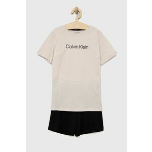 Detské bavlnené pyžamo Calvin Klein Underwear šedá farba, s potlačou vyobraziť