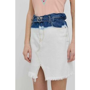 Rifľová sukňa Pinko biela farba, mini, rovný strih vyobraziť