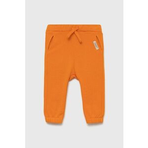 Detské bavlnené nohavice United Colors of Benetton oranžová farba, jednofarebné vyobraziť