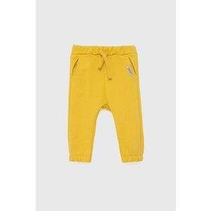 Detské bavlnené nohavice United Colors of Benetton žltá farba, jednofarebné vyobraziť