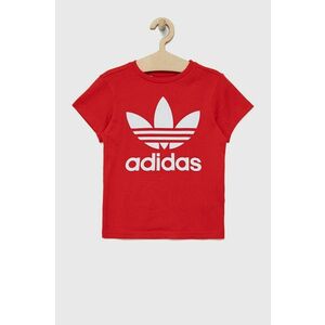 Detské bavlnené tričko adidas Originals HC9586 červená farba, s potlačou vyobraziť