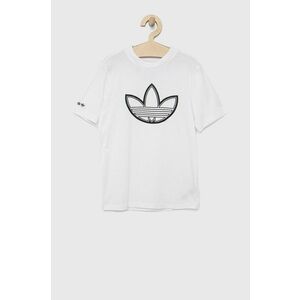 Detské bavlnené tričko adidas Originals HE2078 biela farba, s potlačou vyobraziť