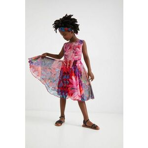 Dievčenské šaty Desigual ružová farba, mini, áčkový strih vyobraziť
