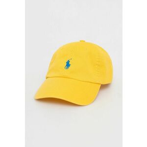 Bavlnená čiapka Polo Ralph Lauren žltá farba, s nášivkou vyobraziť