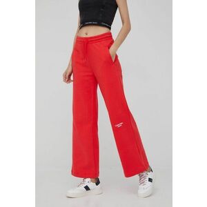 Bavlnené nohavice Calvin Klein Jeans dámske, červená farba, jednofarebné vyobraziť