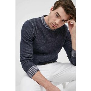 Bavlnený sveter Selected Homme pánsky, tmavomodrá farba, vyobraziť
