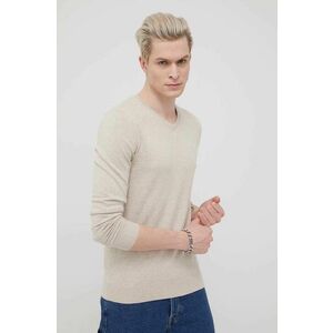 Bavlnený sveter Tom Tailor pánsky, béžová farba, tenký, vyobraziť