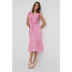 Šaty Silvian Heach ružová farba, midi, áčkový strih vyobraziť
