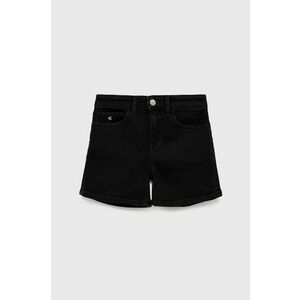 Detské rifľové krátke nohavice Calvin Klein Jeans čierna farba, jednofarebné, nastaviteľný pás vyobraziť