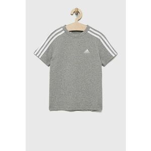 Detské bavlnené tričko adidas Performance HD5972 šedá farba, s nášivkou vyobraziť