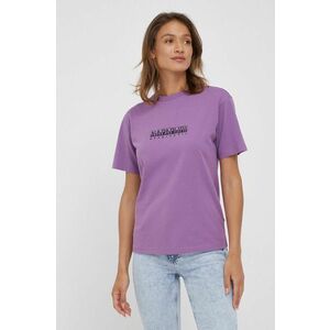 Bavlnené tričko Napapijri fialová farba, vyobraziť
