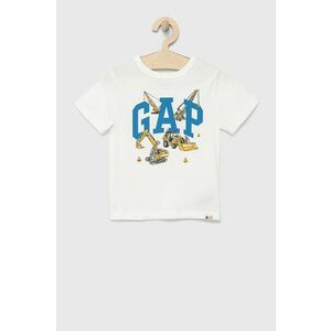 Detské bavlnené tričko GAP biela farba, s potlačou vyobraziť