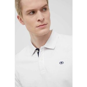 Bavlnené polo tričko Tom Tailor biela farba, jednofarebné vyobraziť
