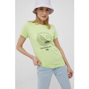 Bavlnené tričko The North Face zelená farba, vyobraziť
