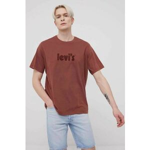 Bavlnené tričko Levi's hnedá farba, s nášivkou vyobraziť