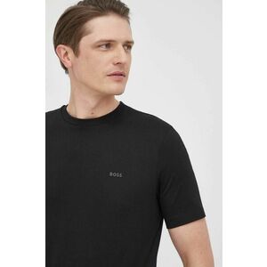 Bavlnené tričko Boss čierna farba, jednofarebné vyobraziť
