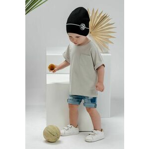 Detská čiapka Jamiks čierna farba biela, z tenkej pleteniny, vyobraziť