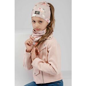 Detská čiapka Jamiks ružová farba biela, z tenkej pleteniny, vyobraziť
