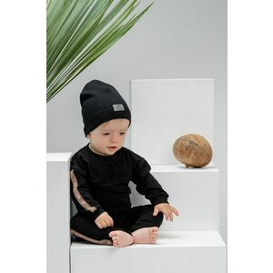 Detská čiapka Jamiks čierna farba biela, z tenkej pleteniny, vyobraziť