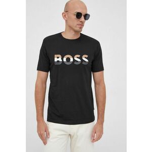 Tričko Boss pánske, čierna farba, s potlačou vyobraziť