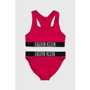 Detské plavky Calvin Klein Jeans ružová farba vyobraziť