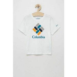 Detské bavlnené tričko Columbia biela farba, s potlačou vyobraziť