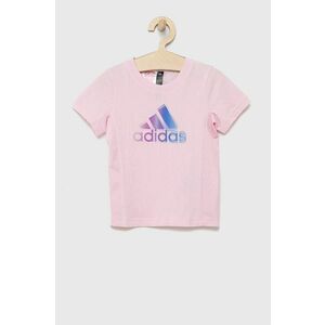Detské tričko adidas Performance HE0038 ružová farba, vyobraziť