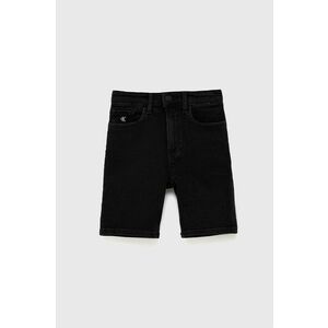 Detské rifľové krátke nohavice Calvin Klein Jeans čierna farba, vyobraziť