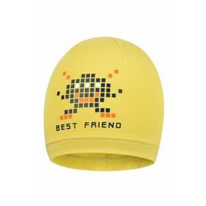 Detská čiapka Broel žltá farba biela, z tenkej pleteniny, vyobraziť