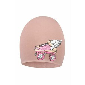 Detská obojstranná čiapka Broel ružová farba biela, z tenkej pleteniny, vyobraziť
