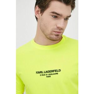 Tričko Karl Lagerfeld pánske, žltá farba, s nášivkou vyobraziť