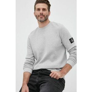 Bavlnený sveter Calvin Klein Jeans šedá farba, vyobraziť