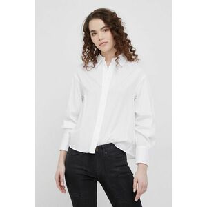 Bavlnená košeľa Marc O'Polo dámska, biela farba, voľný strih, s klasickým golierom vyobraziť