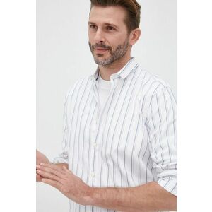 Bavlnená košeľa Sisley pánska, biela farba, slim, s talianskym golierom vyobraziť