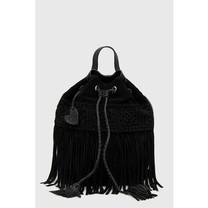 Semišový ruksak Desigual dámsky, čierna farba, malý, jednofarebný vyobraziť