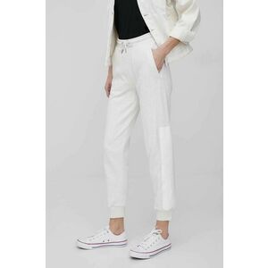 Bavlnené nohavice Calvin Klein Jeans dámske, šedá farba, s nášivkou vyobraziť