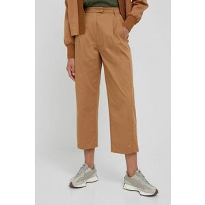 Nohavice Sisley dámske, hnedá farba, široké, vysoký pás vyobraziť