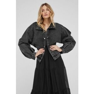 Rifľová bunda Answear Lab dámska, čierna farba, prechodná, oversize vyobraziť