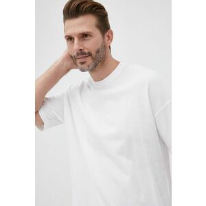 Bavlnené tričko Sisley biela farba, jednofarebné vyobraziť